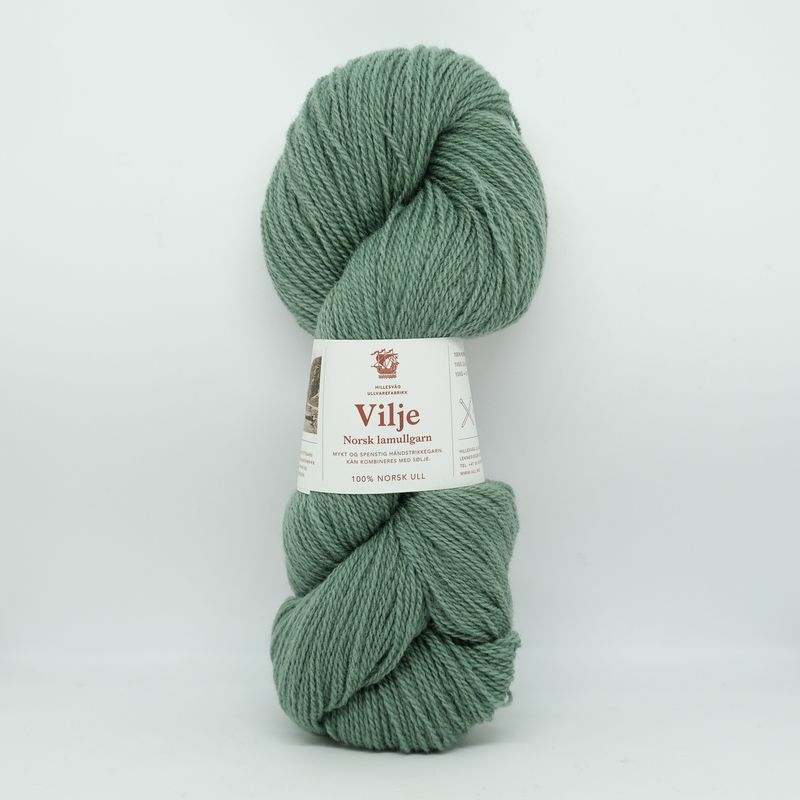 Vilje lamullgarn, støvet grønn F.430