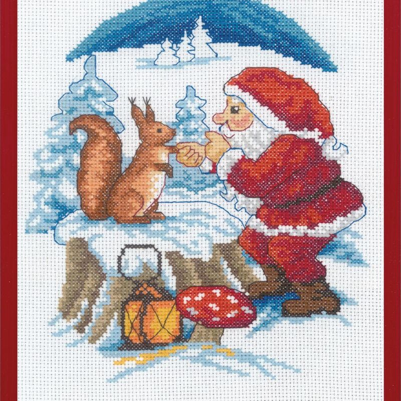 Julenisse med ekorn 20x25 cm